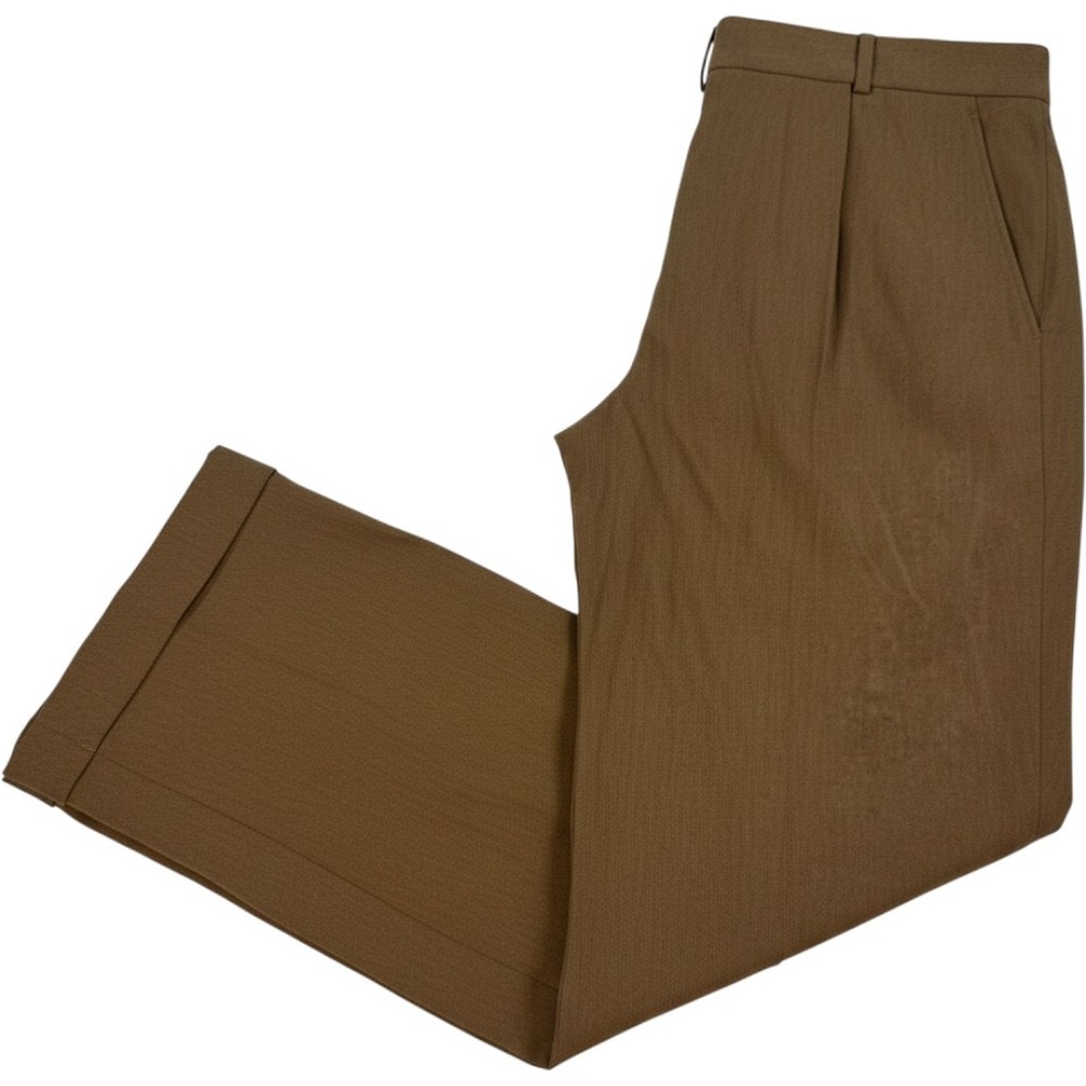 Polo Ralph Lauren Mens Brown Herringbone Pleated Cuffed Dress Pants 40x30